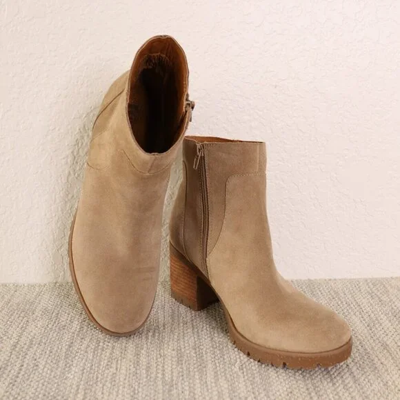 Korks by Kork-Ease Esmerelda Ankle Boots Women’s 10 M Taupe Suede Block Heel Zip - Picture 16 of 16